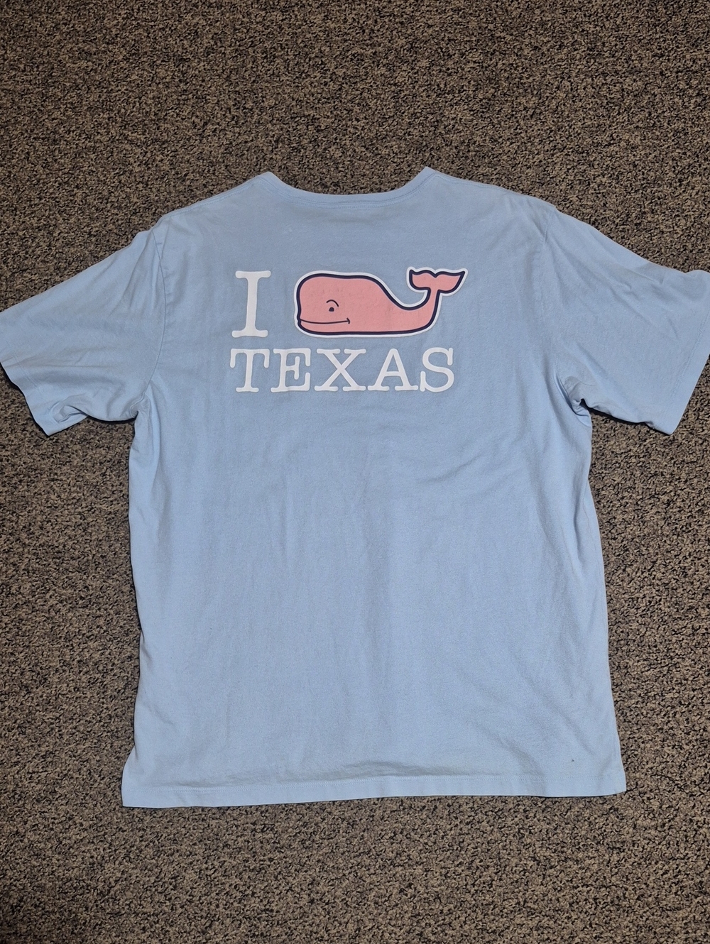 Vineyard Vines Light Blue Pocket Tee with Pink Whale